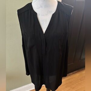 Torrid Black Long Sleeve Mandarin Collar Blouse